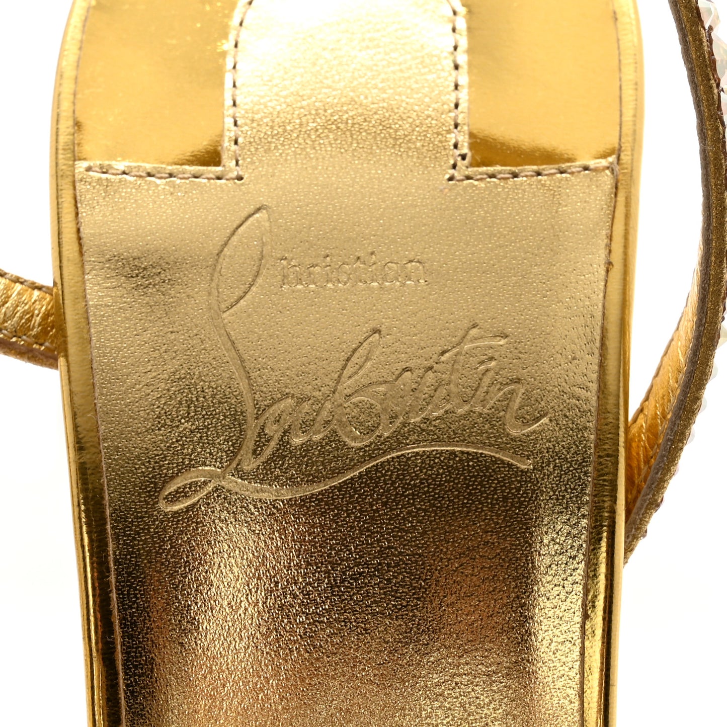 Metallic Nappa Embossed Crystal Rosalie 100 Sandals 37.5 Gold