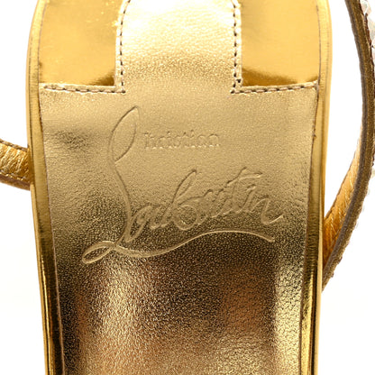 Christian Louboutin Metallic Nappa Embossed Crystal Rosalie 100 Sandals 37.5 Gold 8 of 10
