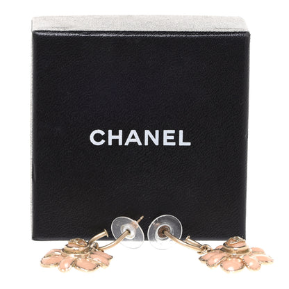 Chanel Enamel Flower CC Drop Earrings Beige Pink 6 of 6