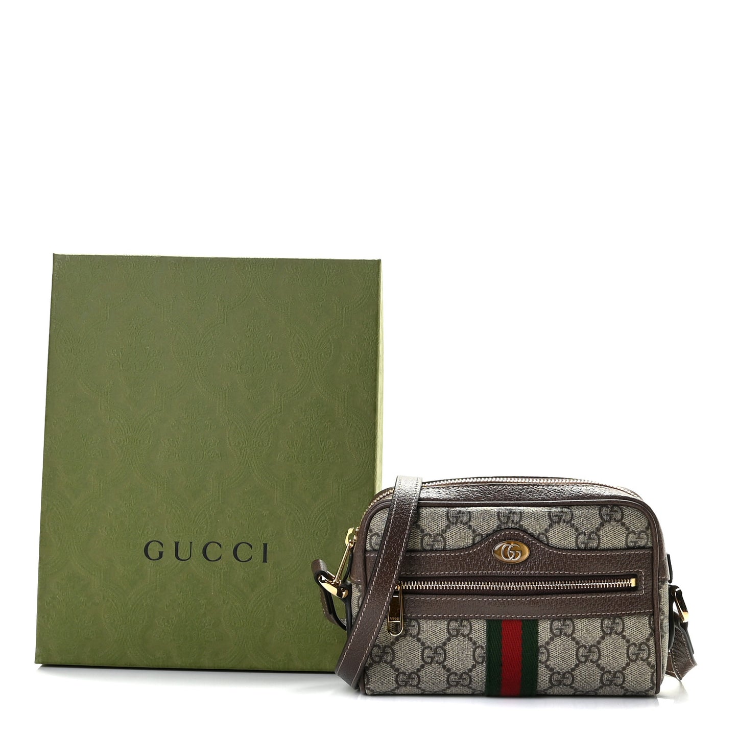 GG Supreme Monogram Web Mini Ophidia Shoulder Bag Brown