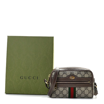 Gucci GG Supreme Monogram Web Mini Ophidia Shoulder Bag Brown 9 of 9