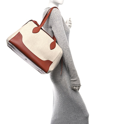 Loro Piana Calfskin Cotton Linen XL Sesia Happy Day Bag Natural Kummel 2 of 9