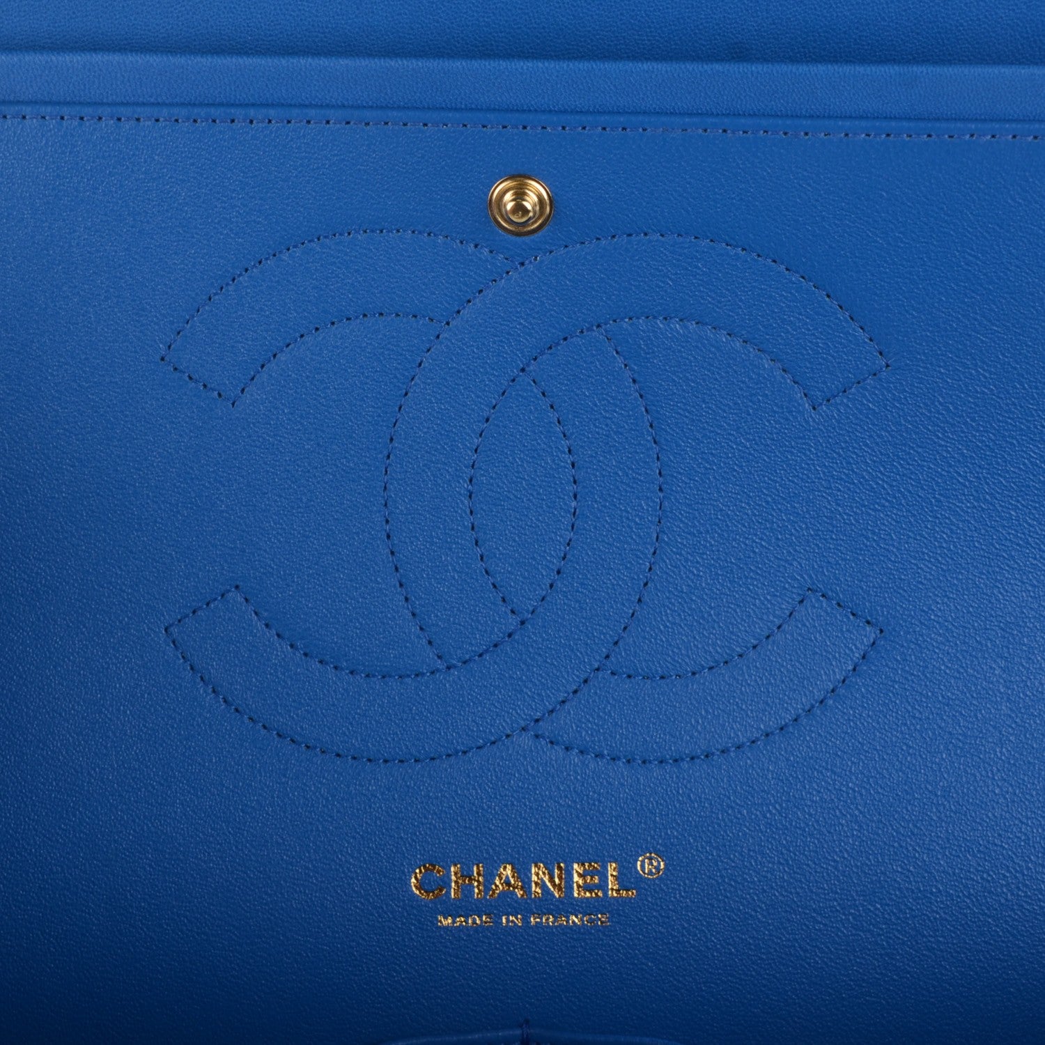 Chanel Lambskin Quilted Jumbo Double Flap Bright Blue 6 of 9