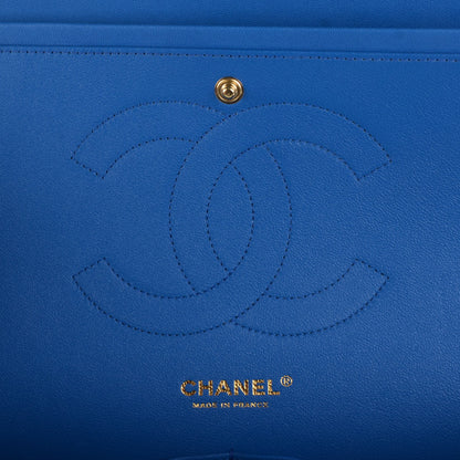 Chanel Lambskin Quilted Jumbo Double Flap Bright Blue 6 of 9