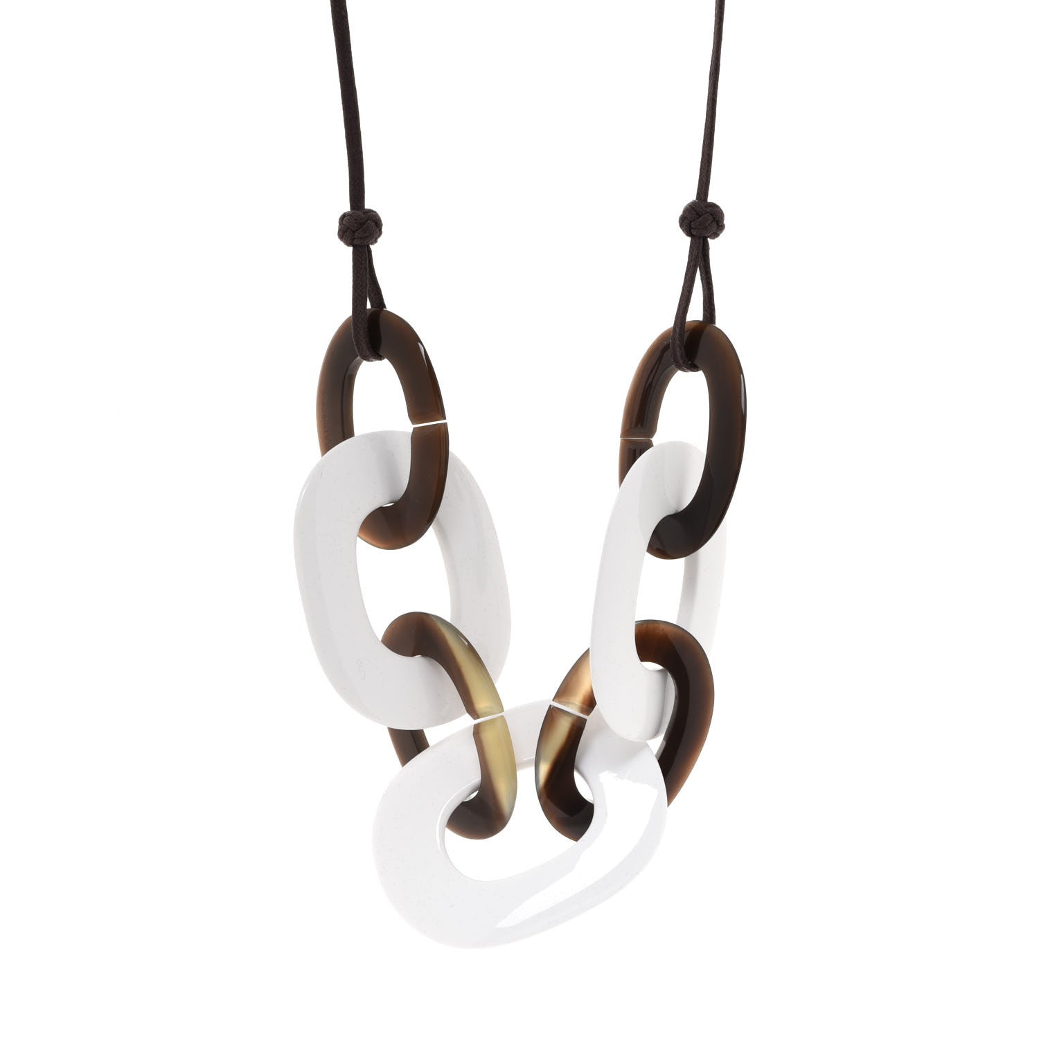 Hermes Lacquered Wood Buffalo Horn Karamba Necklace White 2 of 5