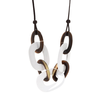 Hermes Lacquered Wood Buffalo Horn Karamba Necklace White 2 of 5