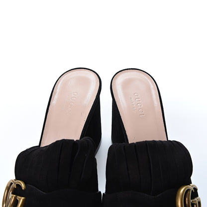 Gucci Kid Scamosciato GG Marmont Fringe 75mm Slide Sandals 40.5 Black 6 of 10