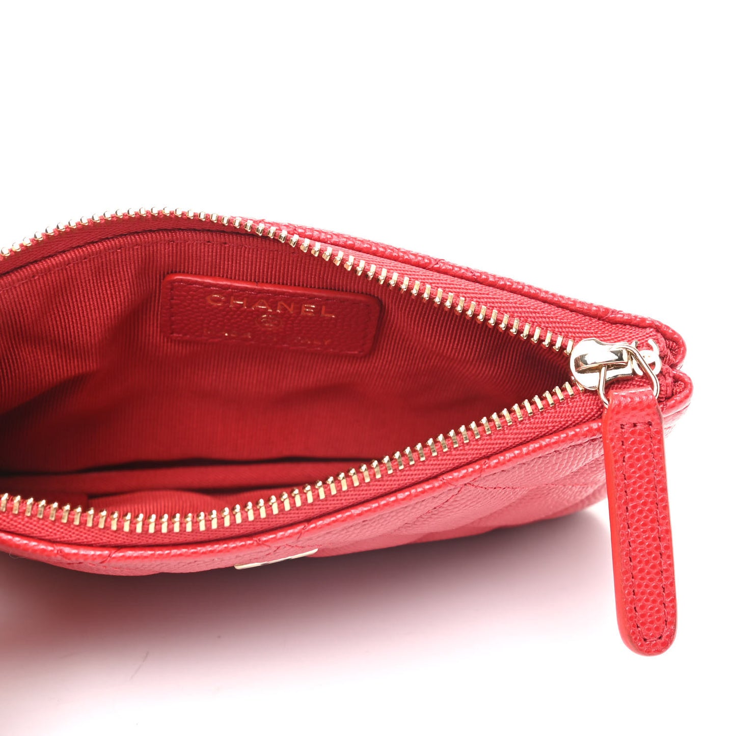 Caviar Quilted Small Cosmetic Case Red