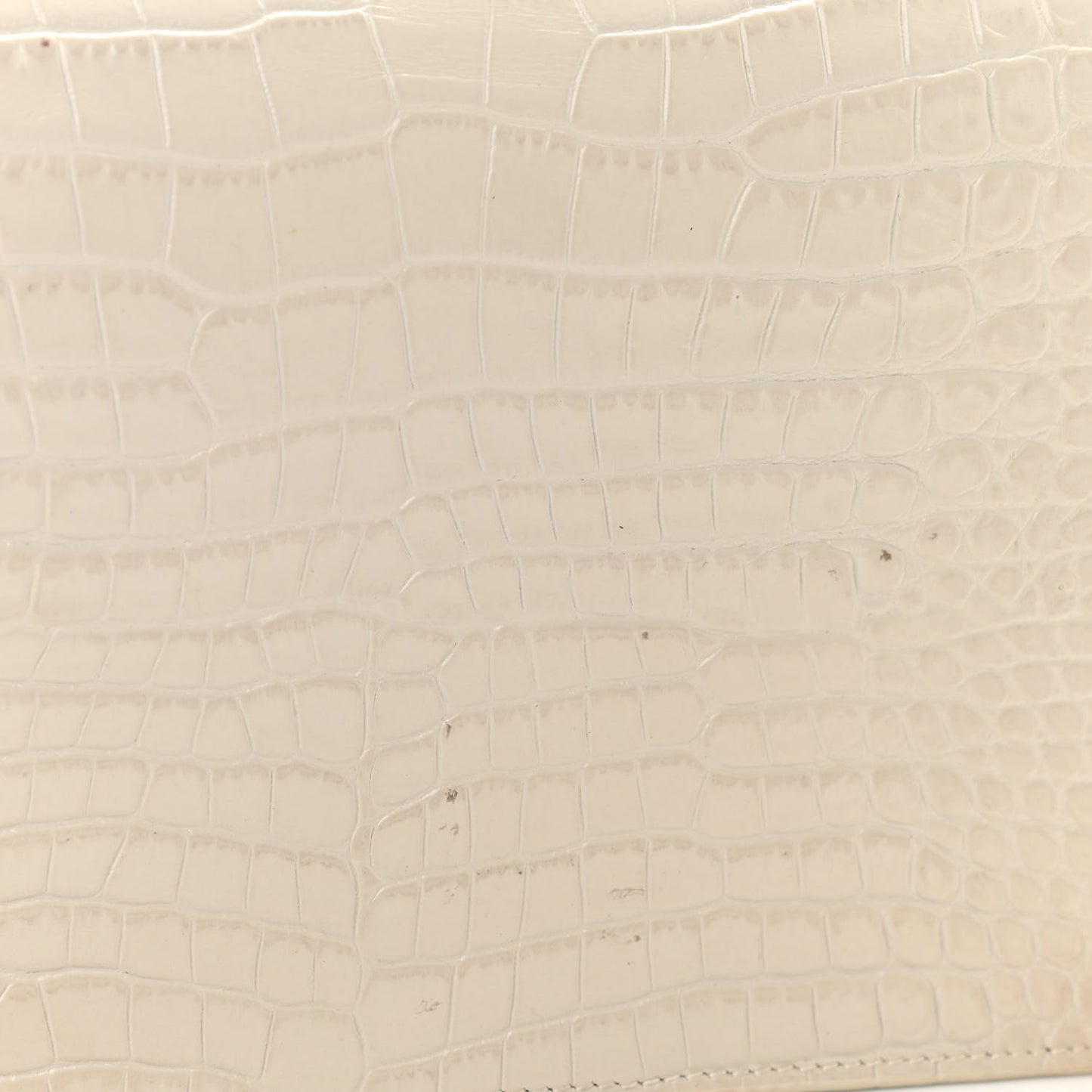 Calfskin Crocodile Embossed Kate Monogram Tassel Chain Wallet Vintage White