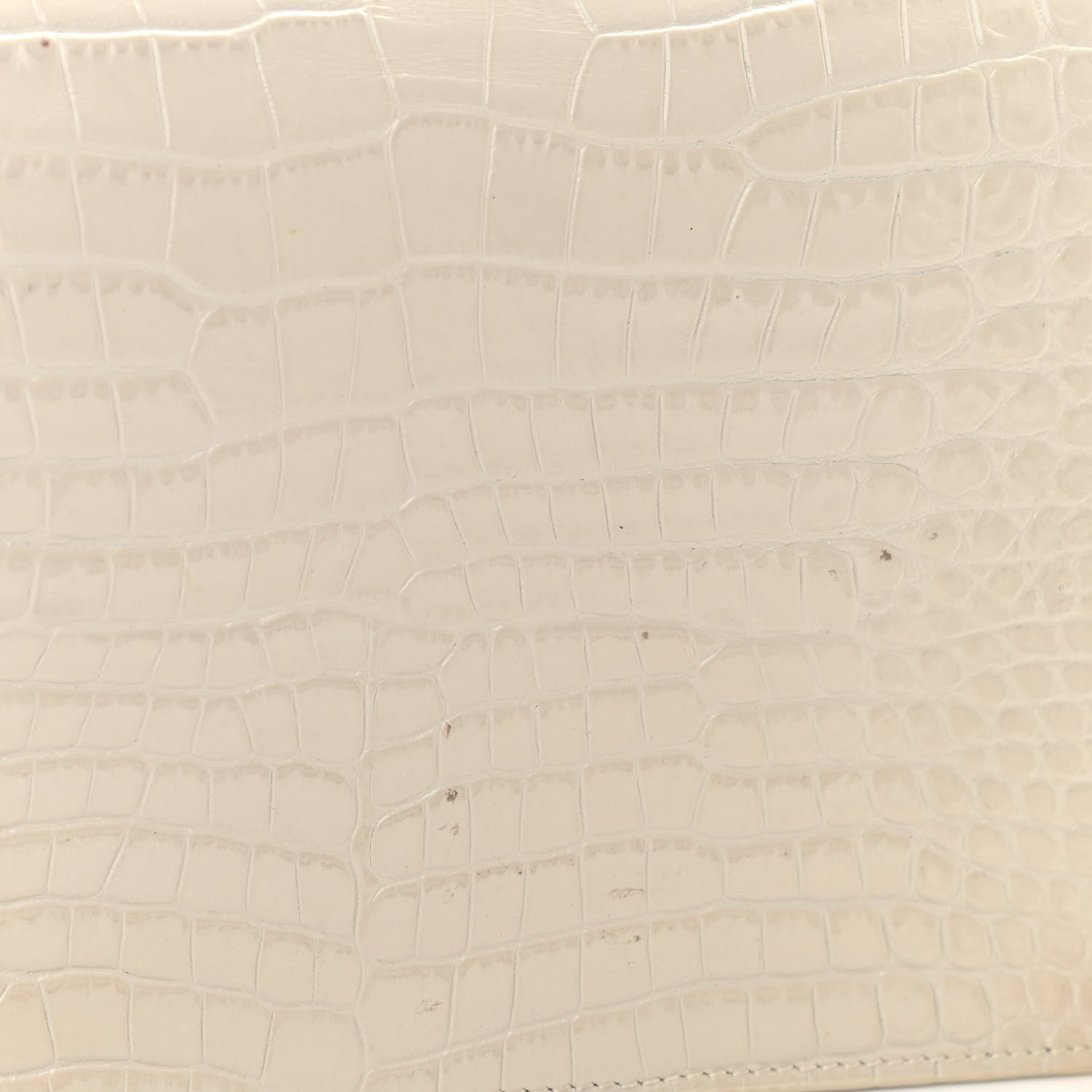 Saint Laurent Calfskin Crocodile Embossed Kate Monogram Tassel Chain Wallet Vintage White 14 of 14