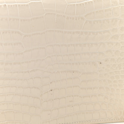 Saint Laurent Calfskin Crocodile Embossed Kate Monogram Tassel Chain Wallet Vintage White 14 of 14