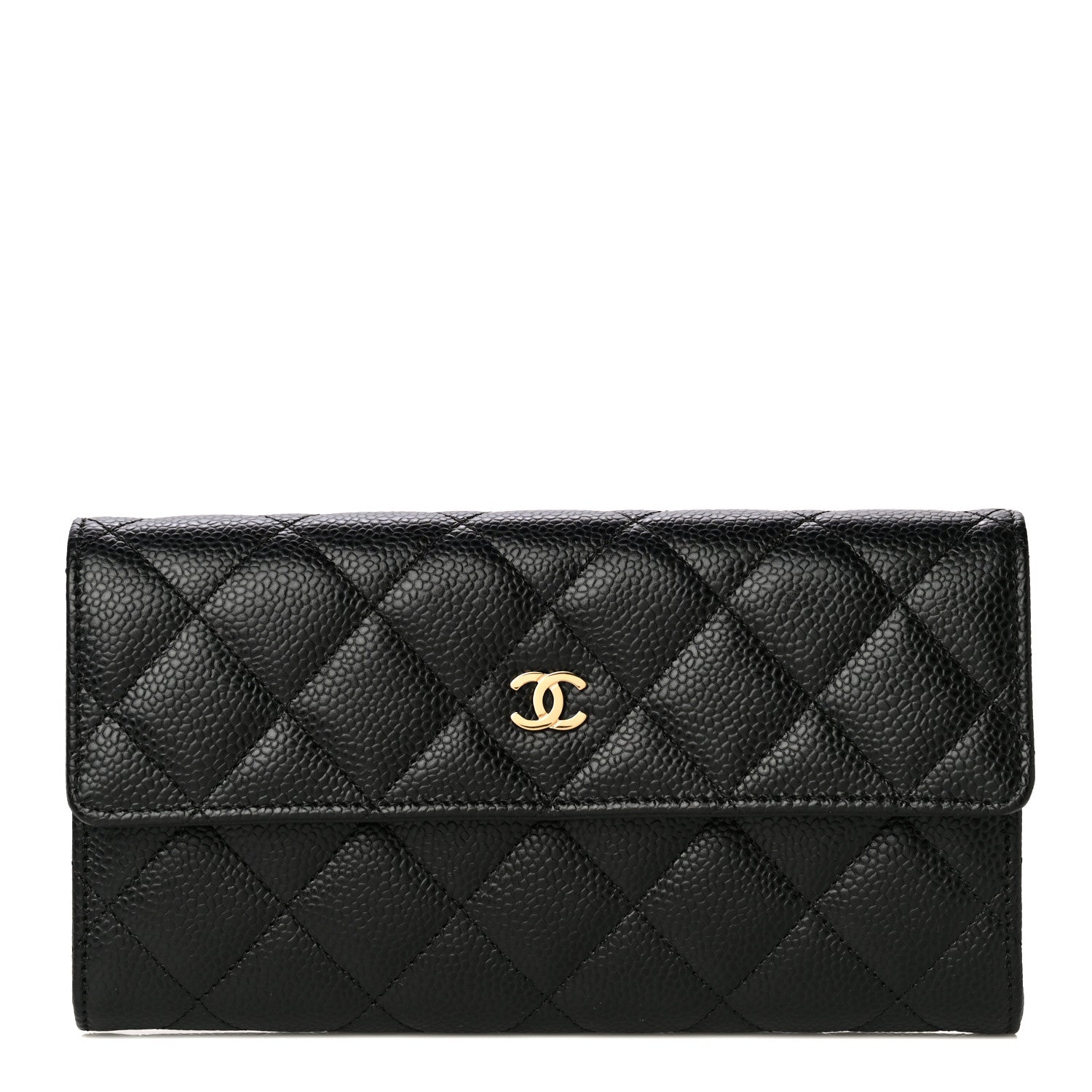 Chanel Caviar Quilted Large Gusset Flap Wallet Black 1 of 12