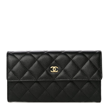 Chanel Caviar Quilted Large Gusset Flap Wallet Black 1 of 12