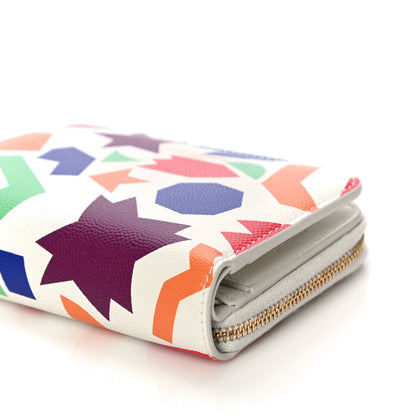 Saint Laurent Grained Calfskin Paris Compact Zip Around Wallet White Multicolor 10 of 10