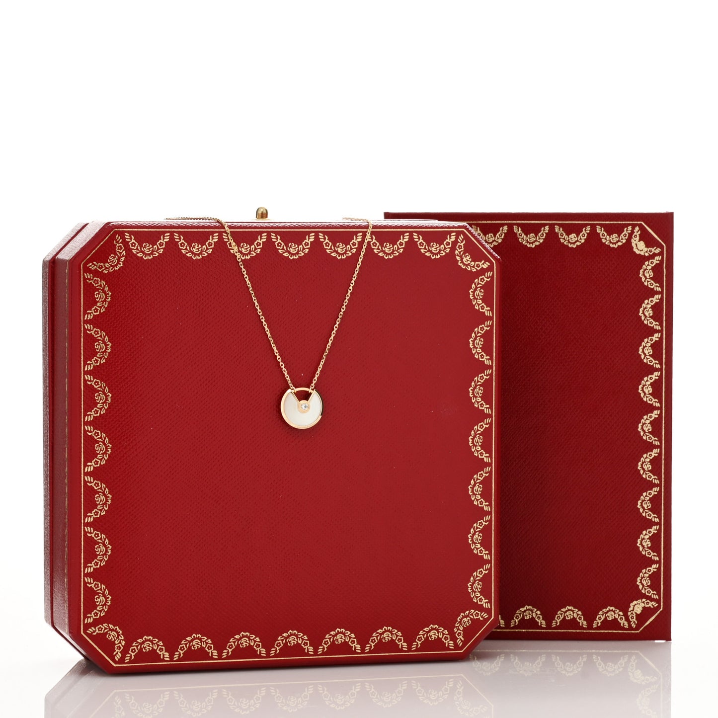 18K Yellow Gold Diamond Mother of Pearl XS Amulette de Cartier Pendant Necklace