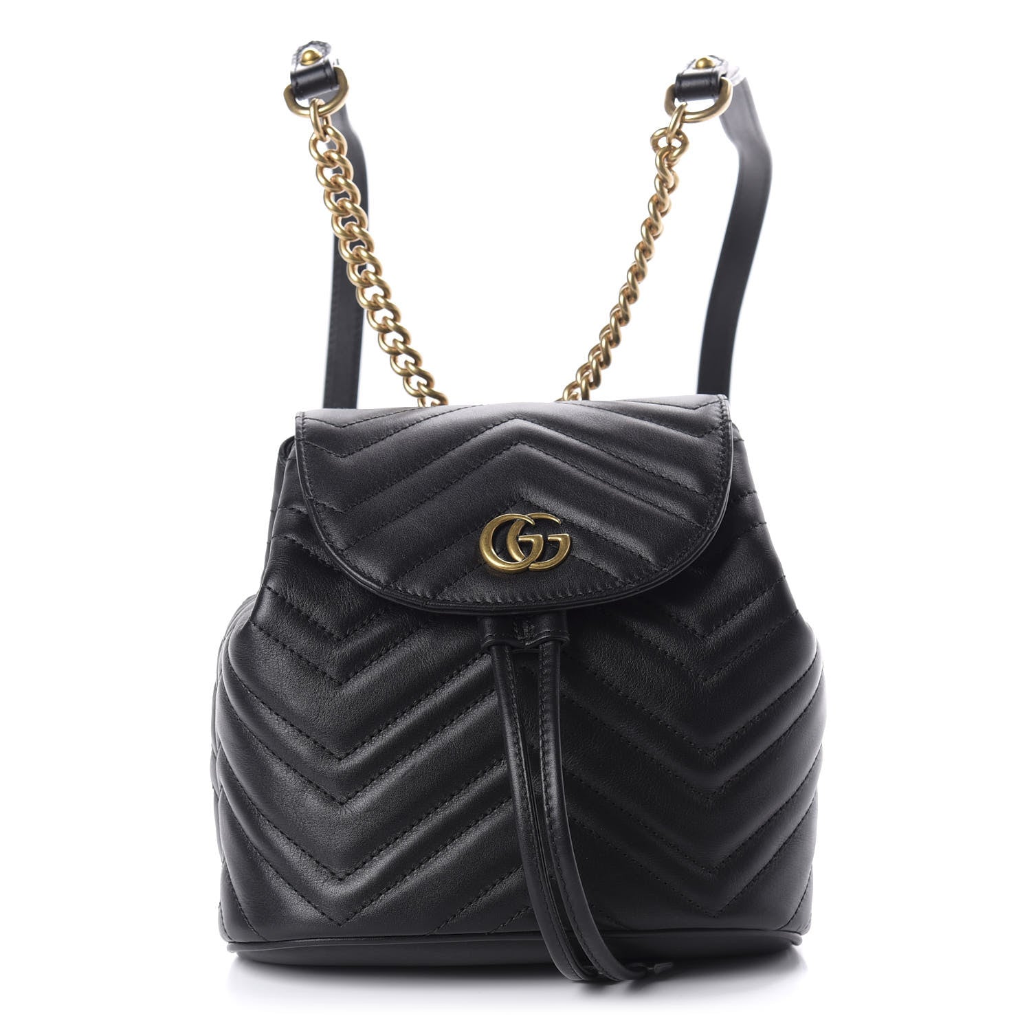 Gucci Calfskin Matelasse GG Marmont Flap Backpack Black 1 of 9
