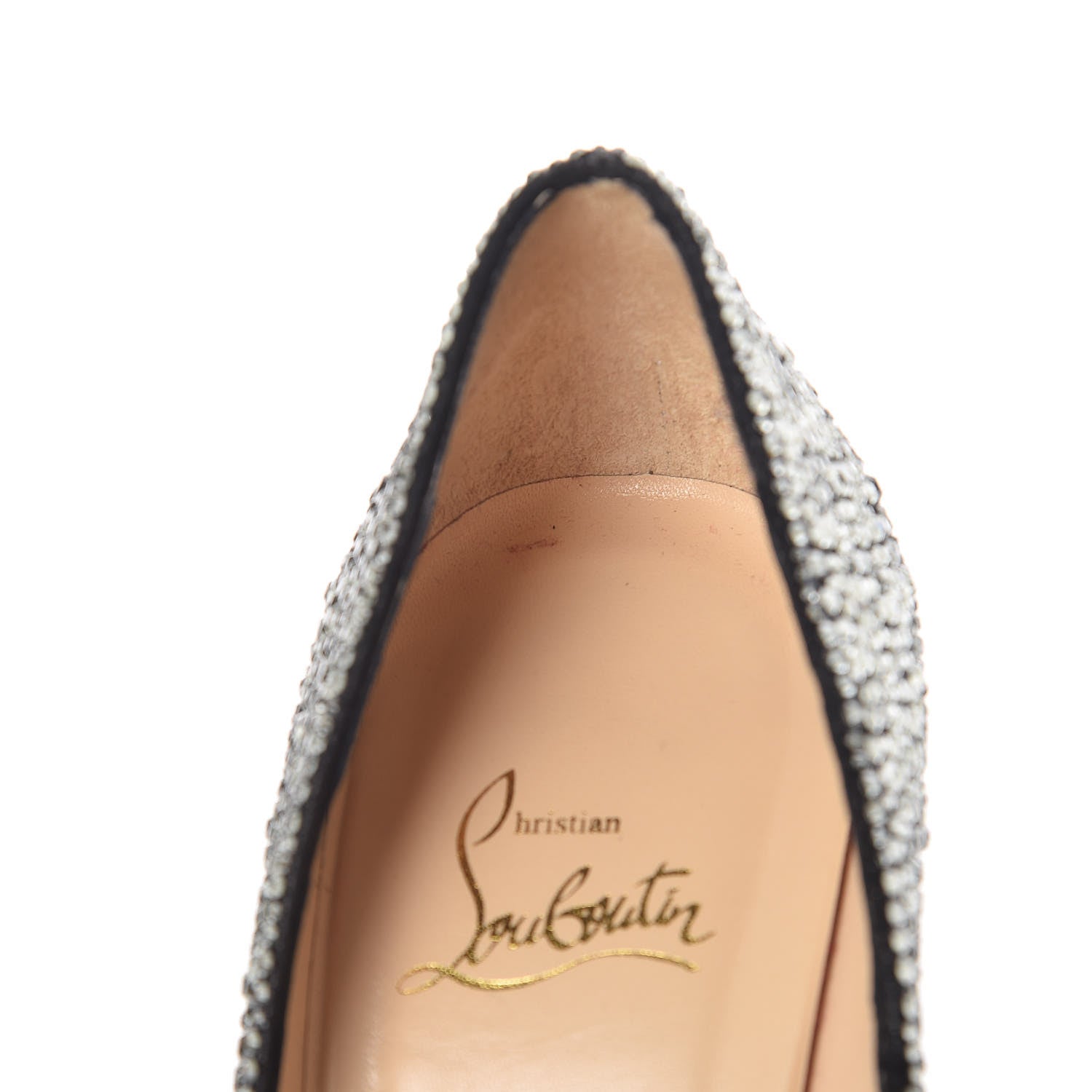 Christian Louboutin Suede Crystal Sexy Strass 100 Peep Toe Pumps 40 Black Diamond 12 of 14