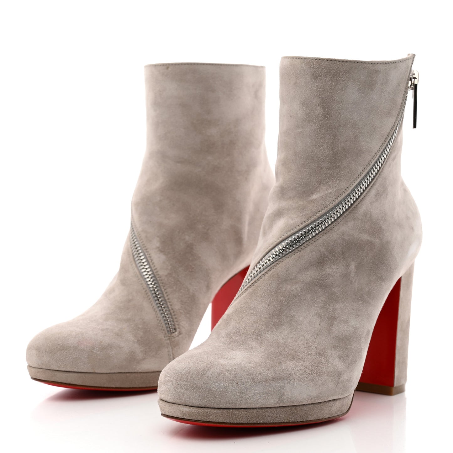 Veau Velours Birgitta 100 Zip Around Ankle Bootie 36.5 Fume
