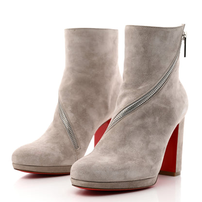 Christian Louboutin Veau Velours Birgitta 100 Zip Around Ankle Bootie 36.5 Fume 3 of 7
