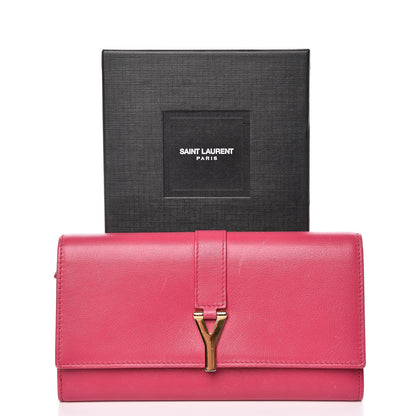 Saint Laurent Calfskin Classic Y Ligne Clutch Fuchsia 11 of 11