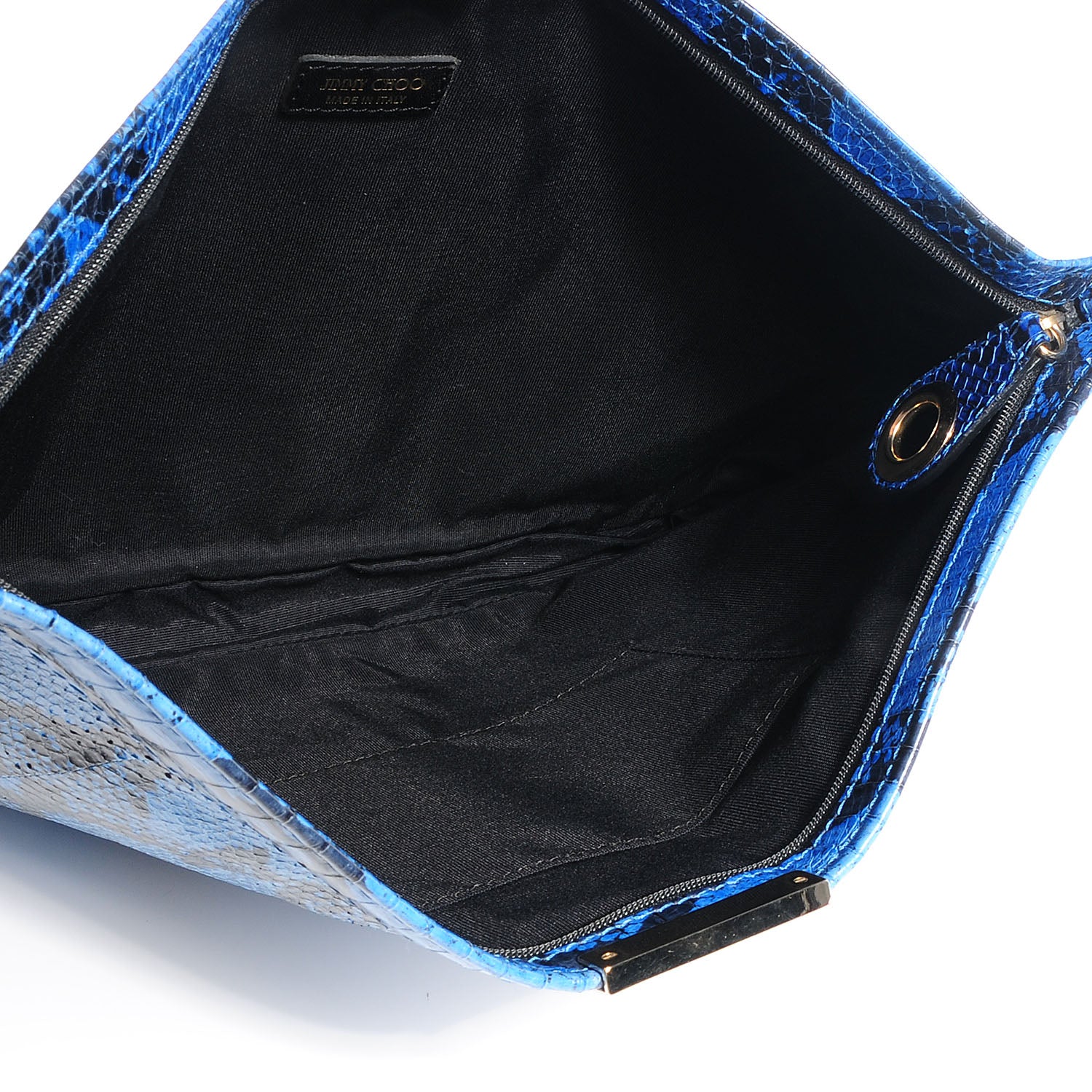 Jimmy Choo Snake Embossed Zulu Canvas Clutch Blue 8 of 17
