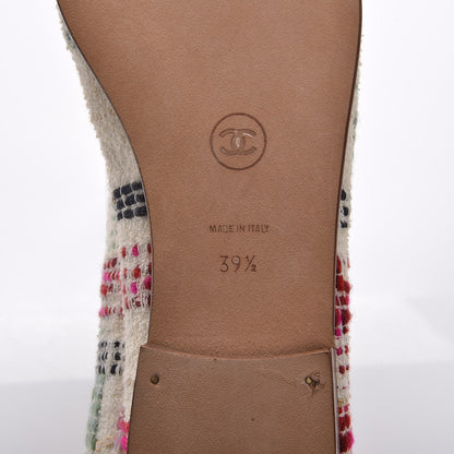 Chanel Tweed Calfskin Cap Toe Ballerina Flats 39.5 Beige Multicolor 6 of 7