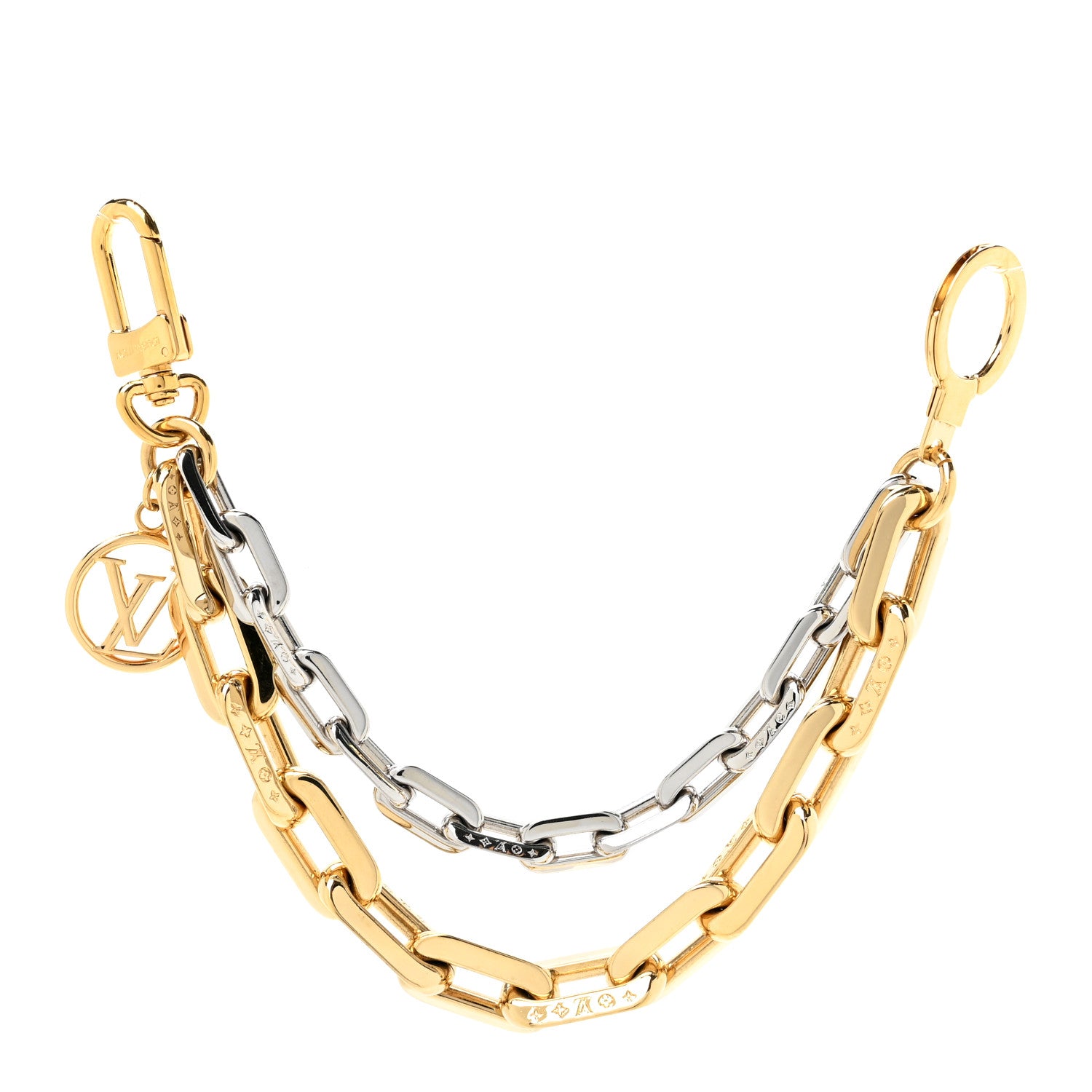 Louis Vuitton Metal LV Edge Chain Bag Charm Silver Gold 1 of 4