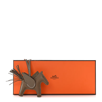 Hermes Milo Lambskin Grigri Rodeo Pegase Horse Bag Charm PM Etoupe 5 of 5
