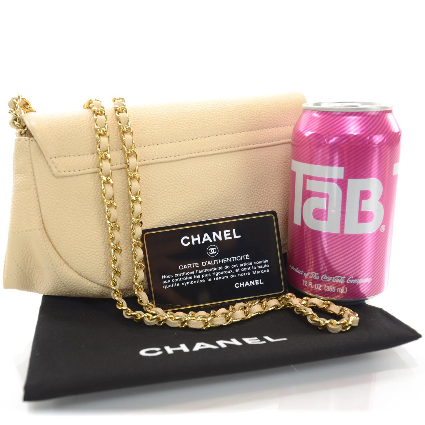 Caviar Half Moon Wallet On Chain WOC Beige Clair