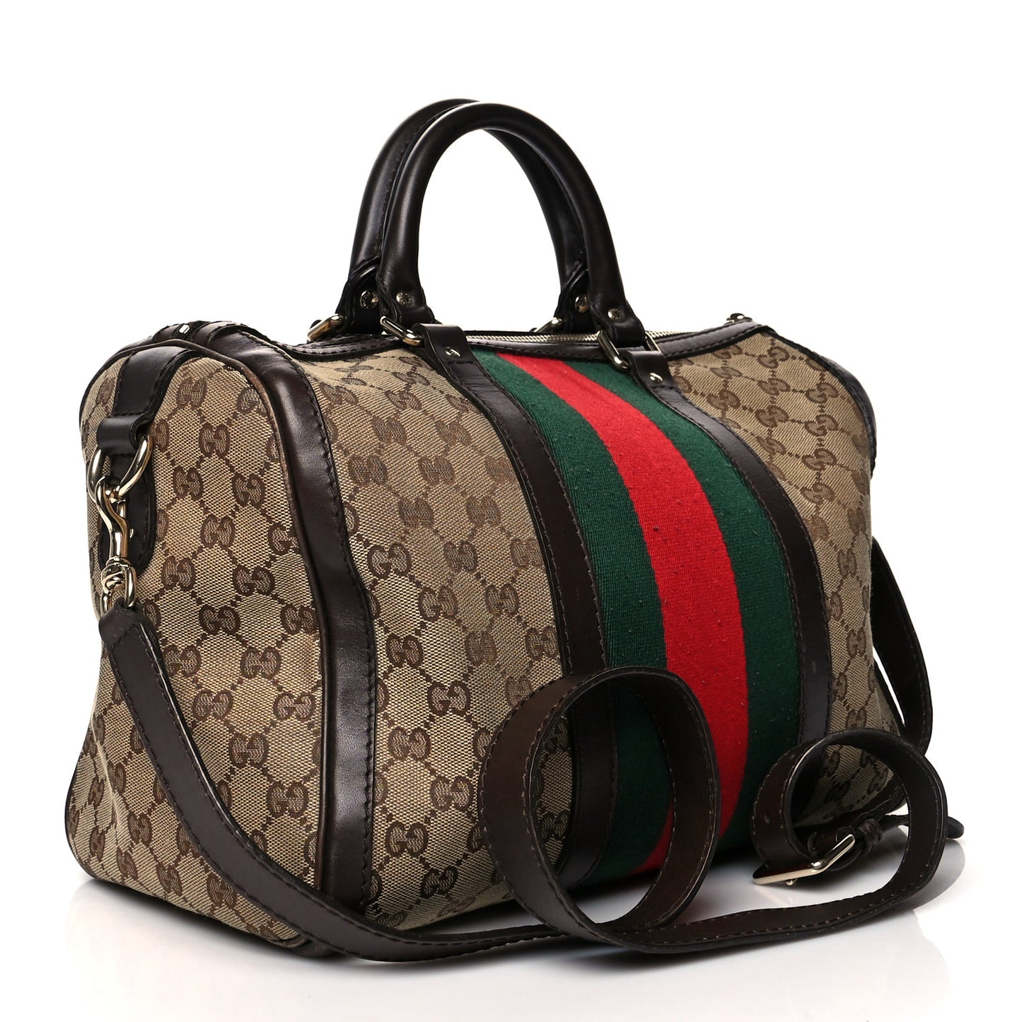 Monogram Vintage Web Medium Boston Dark Brown