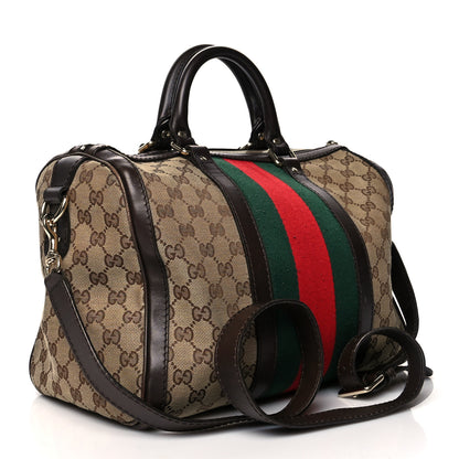 Gucci Monogram Vintage Web Medium Boston Dark Brown 3 of 17