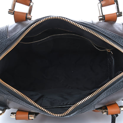 Burberry Calfskin Raffia Prorsum Bowling Black Brown 4 of 4