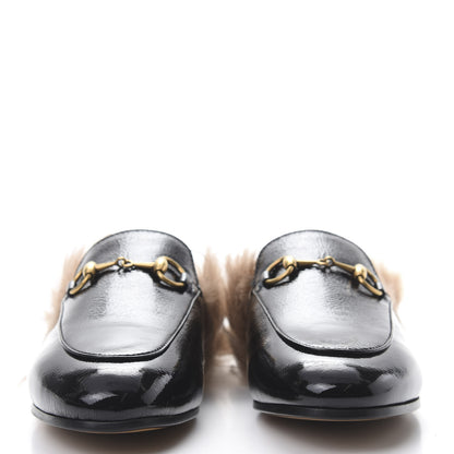 Gucci Patent Fur Womens Princetown Slippers 35.5 Black 2 of 8