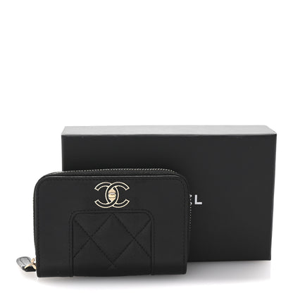 Chanel Sheepskin Quilted Mademoiselle Vintage Zip Coin Purse Black 8 of 8