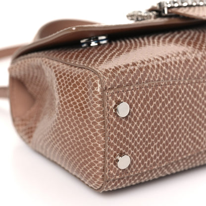 Jimmy Choo Calfskin Lizard Embossed Small Cheri Top Handle Bag Beige 7 of 8