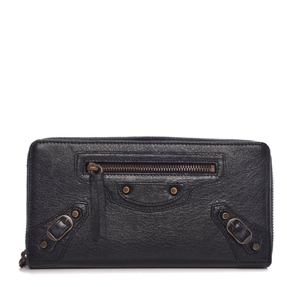 Balenciaga Agneau Classic Hardware Continental Zip Around Wallet Black 1 of 10