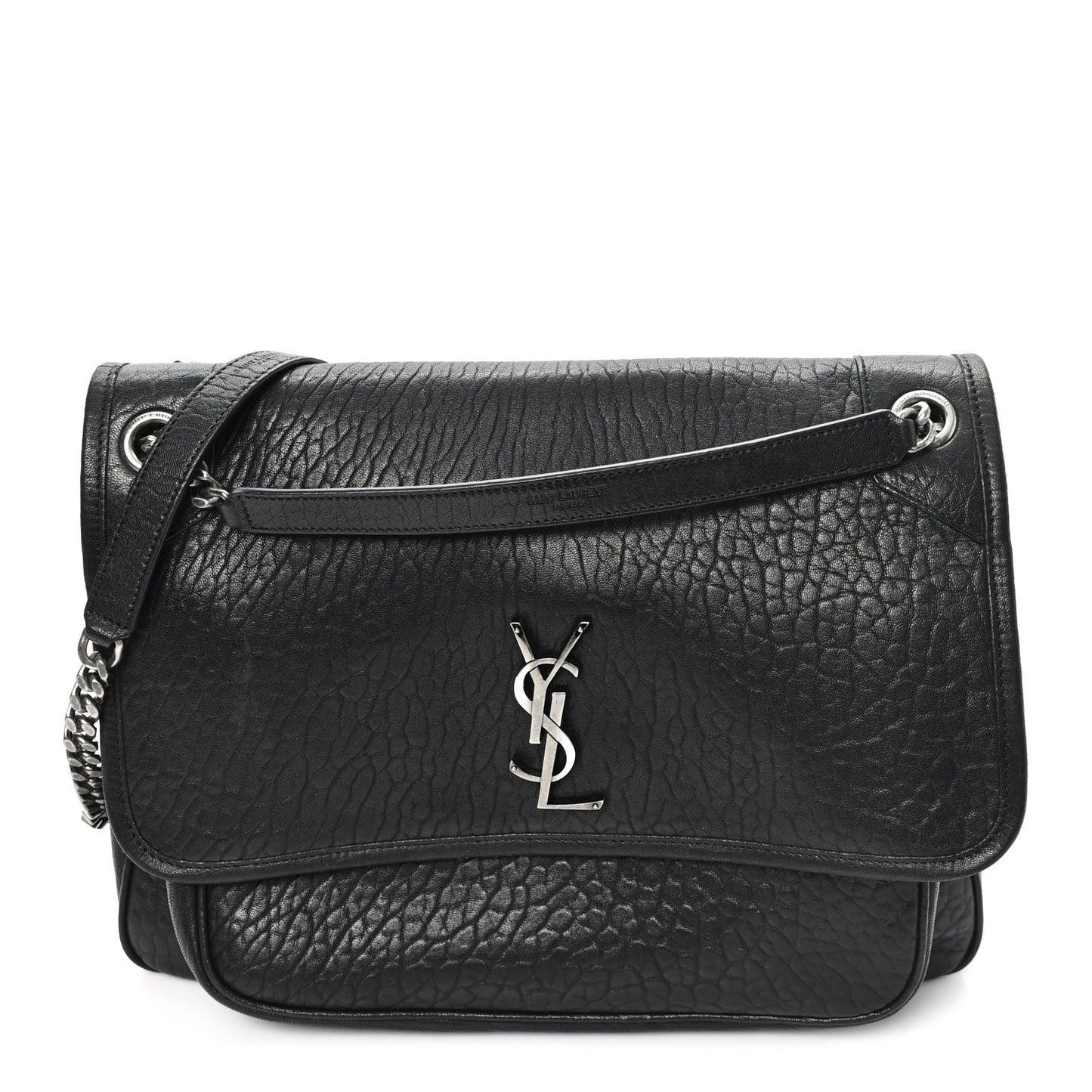 Grained Lambskin Monogram Large Niki Chain Satchel Black