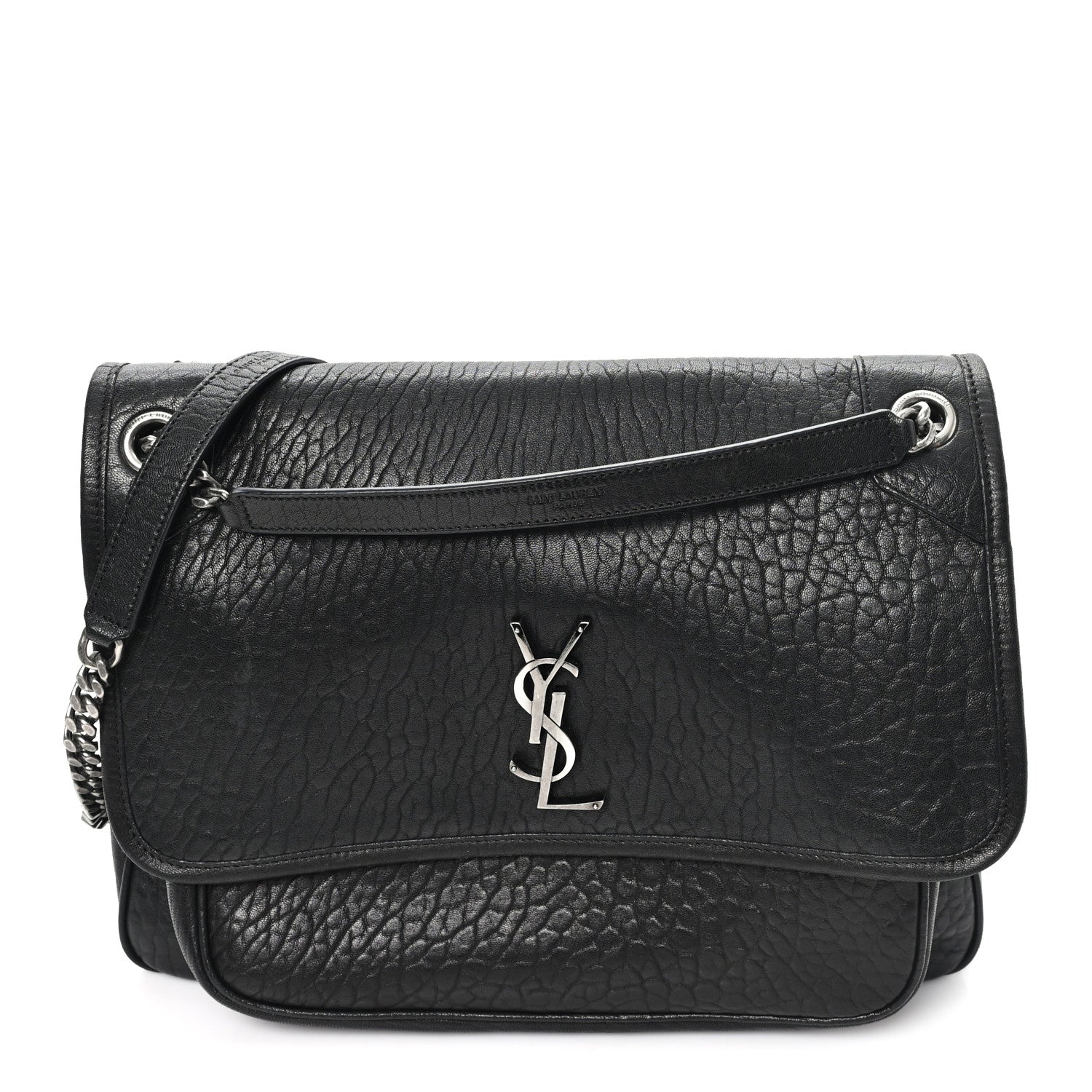 Saint Laurent Grained Lambskin Monogram Large Niki Chain Satchel Black 1 of 10