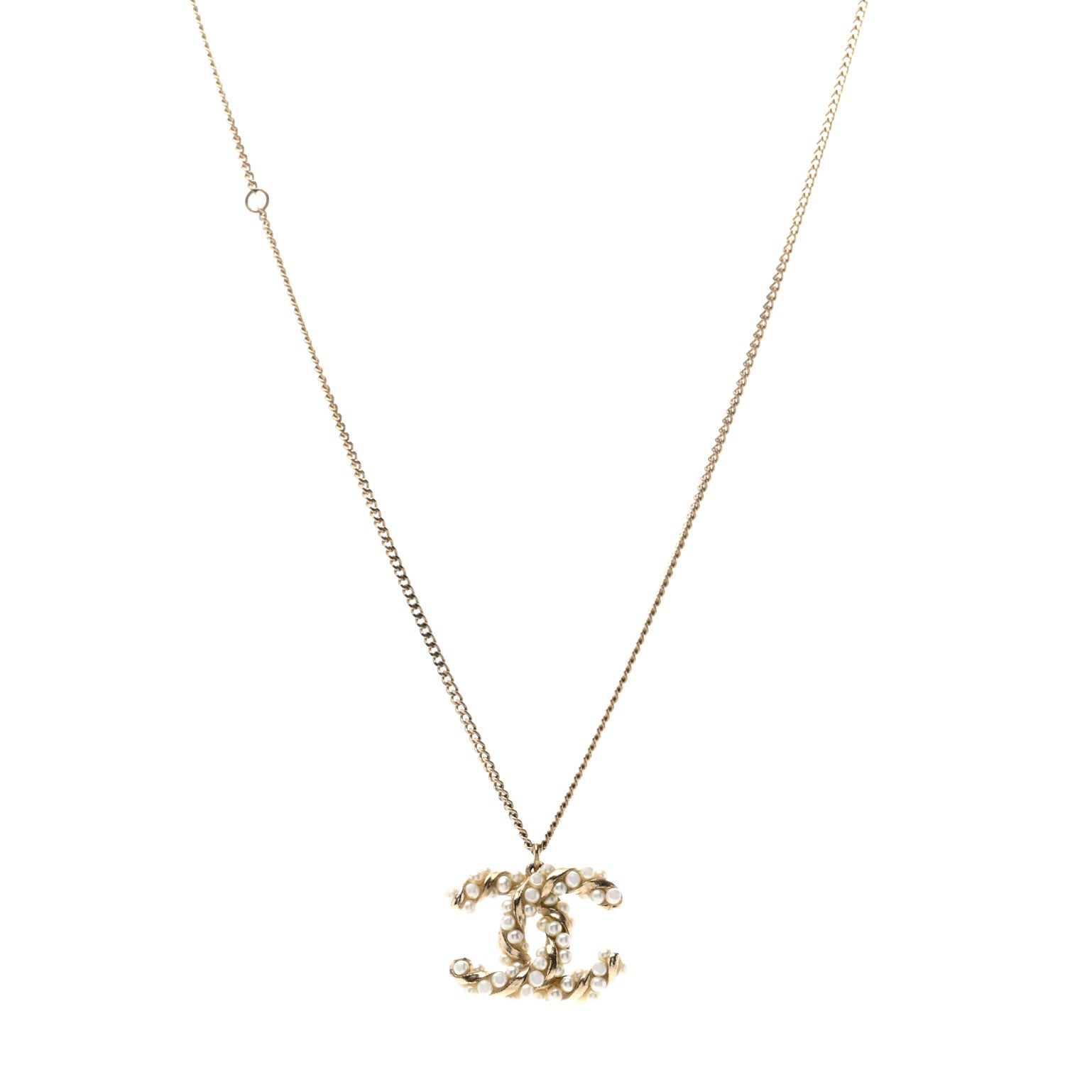 Chanel Metal Pearl CC Drop Necklace Gold 1 of 4