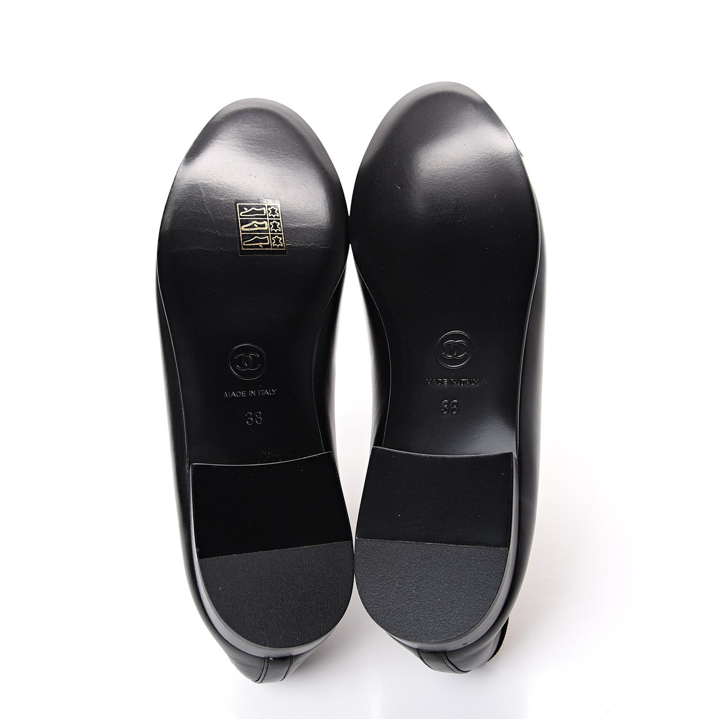 Lambskin Patent Cap Toe Ballerina Flats 38 Black