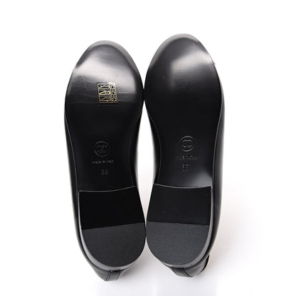 Chanel Lambskin Patent Cap Toe Ballerina Flats 38 Black 5 of 9