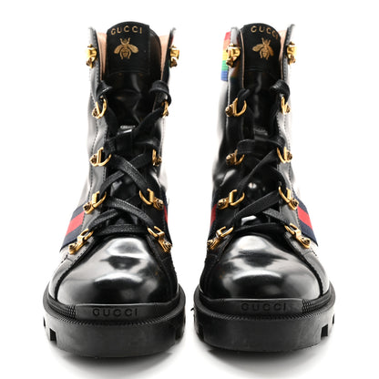 Gucci Calfskin Rainbow Trip Lace Up Combat Boots 36.5 Black 2 of 12