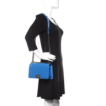 Chanel Patent Calfskin Quilted Medium Boy Flap Blue 2 of 12