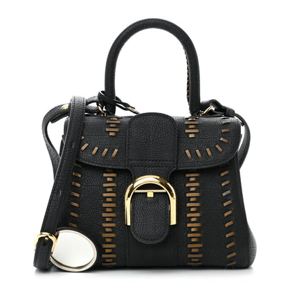 Delvaux Crispy Calfskin Tribal Stitch Mini Brillant Satchel Black Bronze 1 of 19