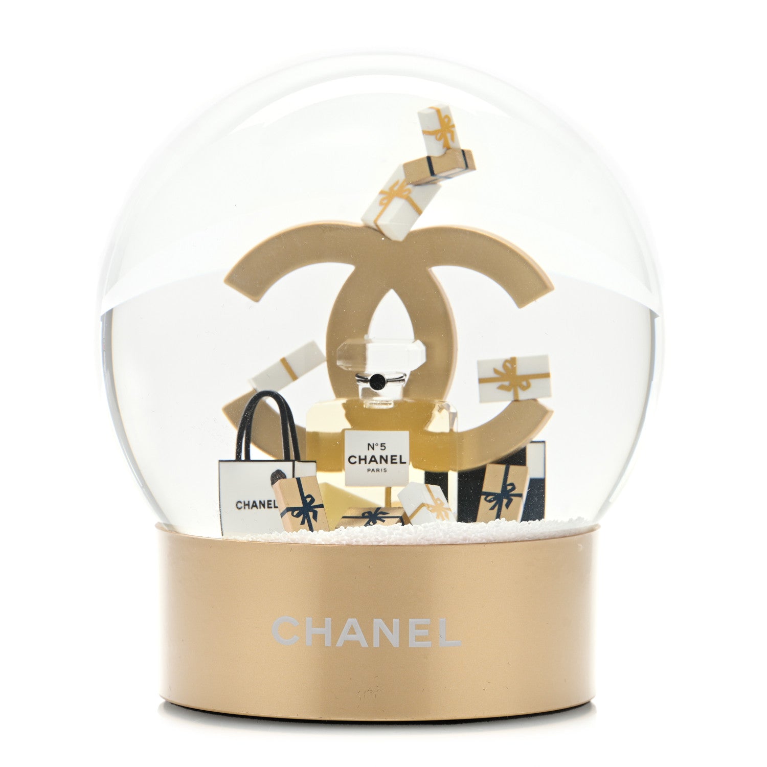 Chanel Glass CC Shopping Bag Snow Globe Gold 1 of 3