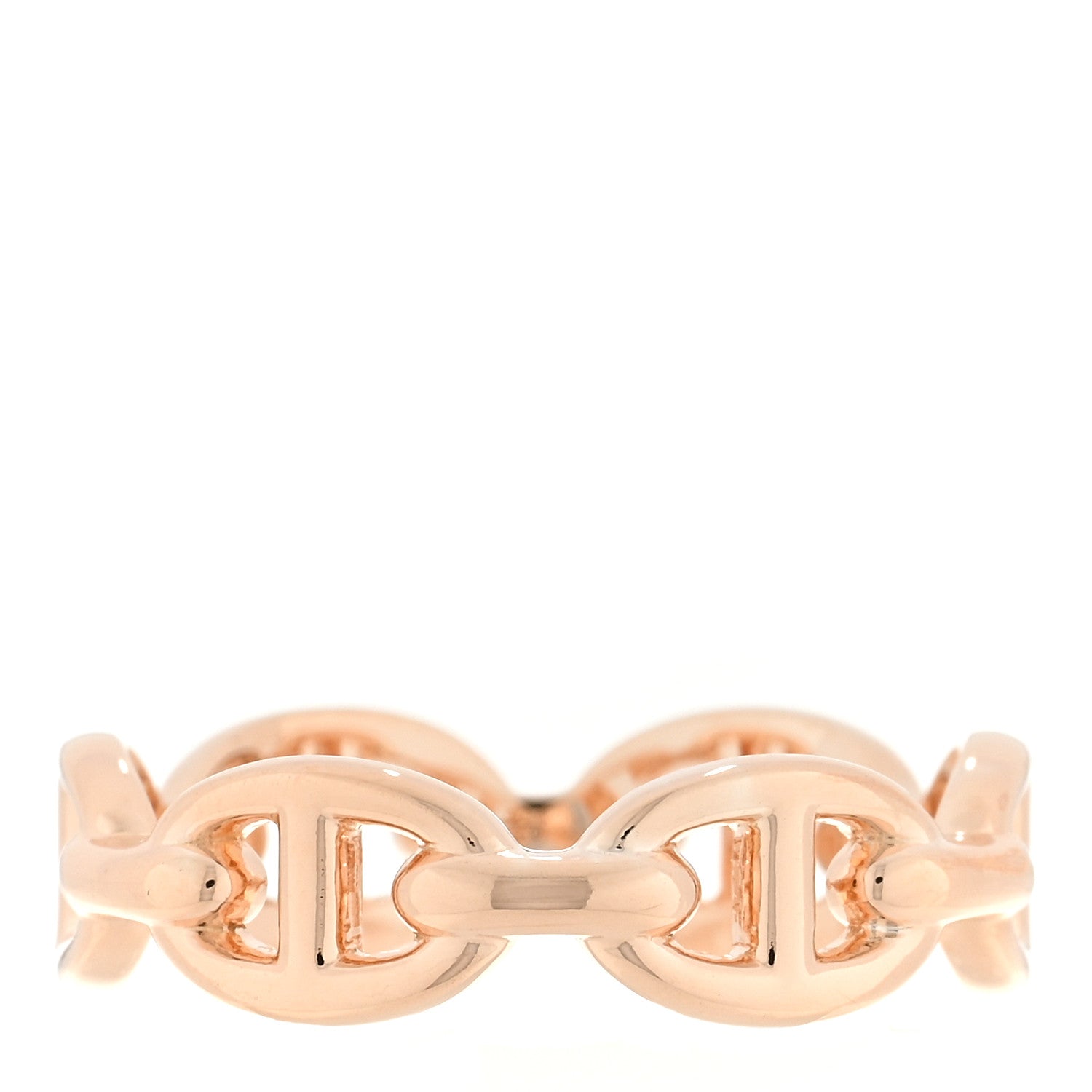 Hermes 18K Rose Gold PM Chaine d'Ancre Enchainee Ring 54 7 3 of 5