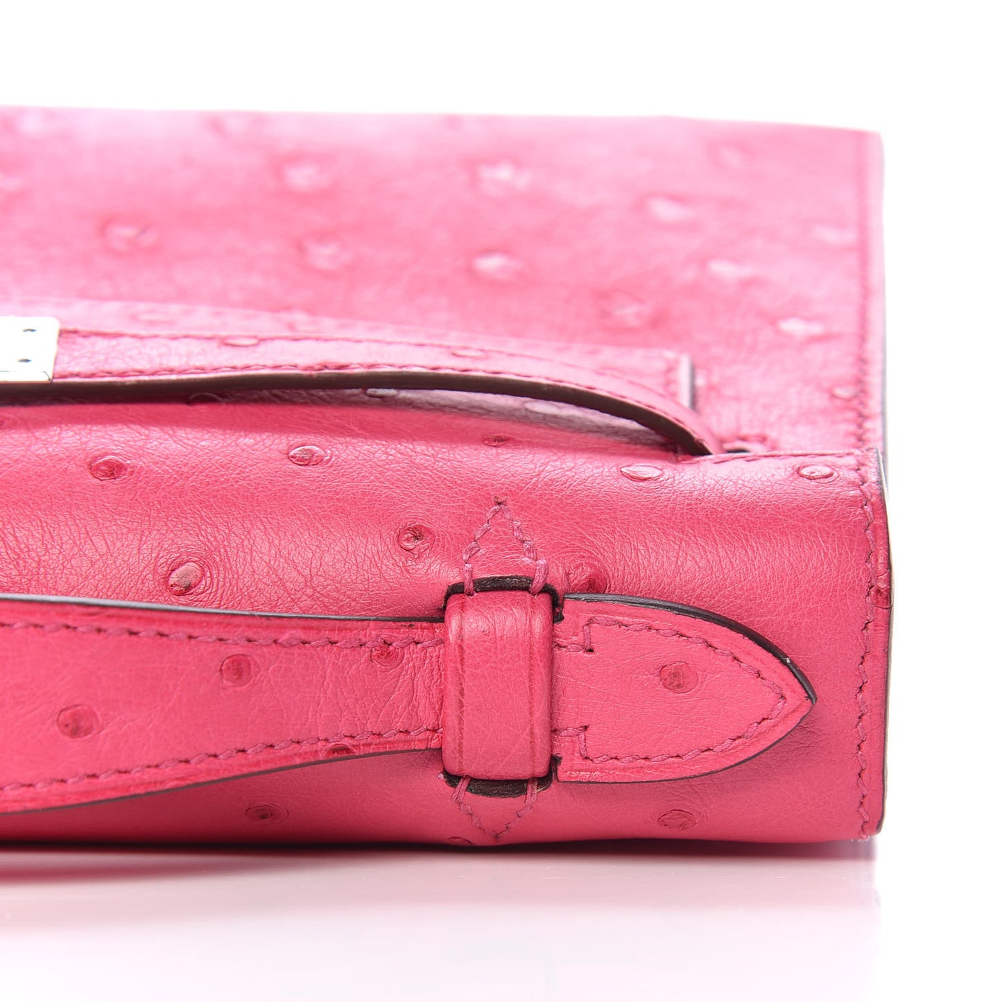 Ostrich Kelly Pochette Clutch Rose Tyrien
