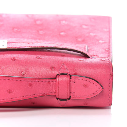 Hermes Ostrich Kelly Pochette Clutch Rose Tyrien 16 of 29