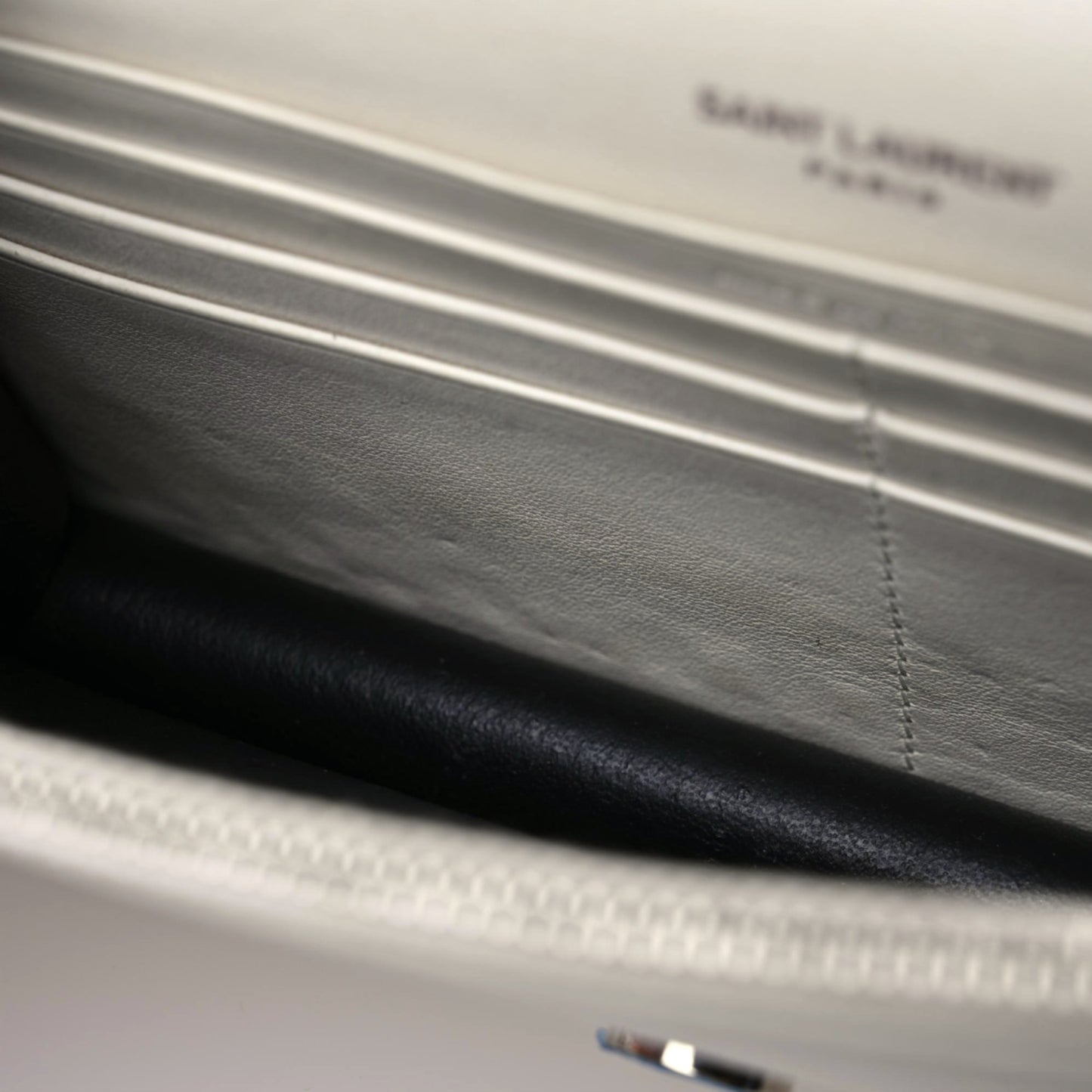 Calfskin Bead Embellished Kate Monogram Tassel Chain Wallet White