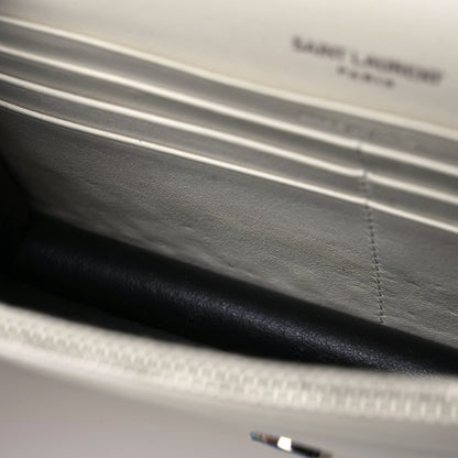 Saint Laurent Calfskin Bead Embellished Kate Monogram Tassel Chain Wallet White 15 of 22